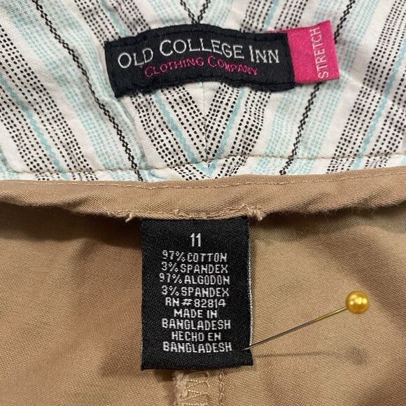 OLD COLLEGE INN Low Rise Flare Pants Chinos Stretch Y2K Womens 11 Khaki Tan - Picture 3 of 8